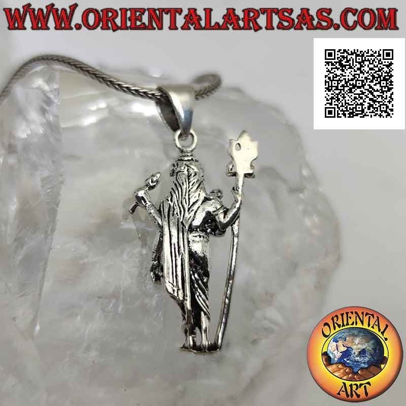 Silver pendant, statue of Śiva (post Vedic male deity) standing