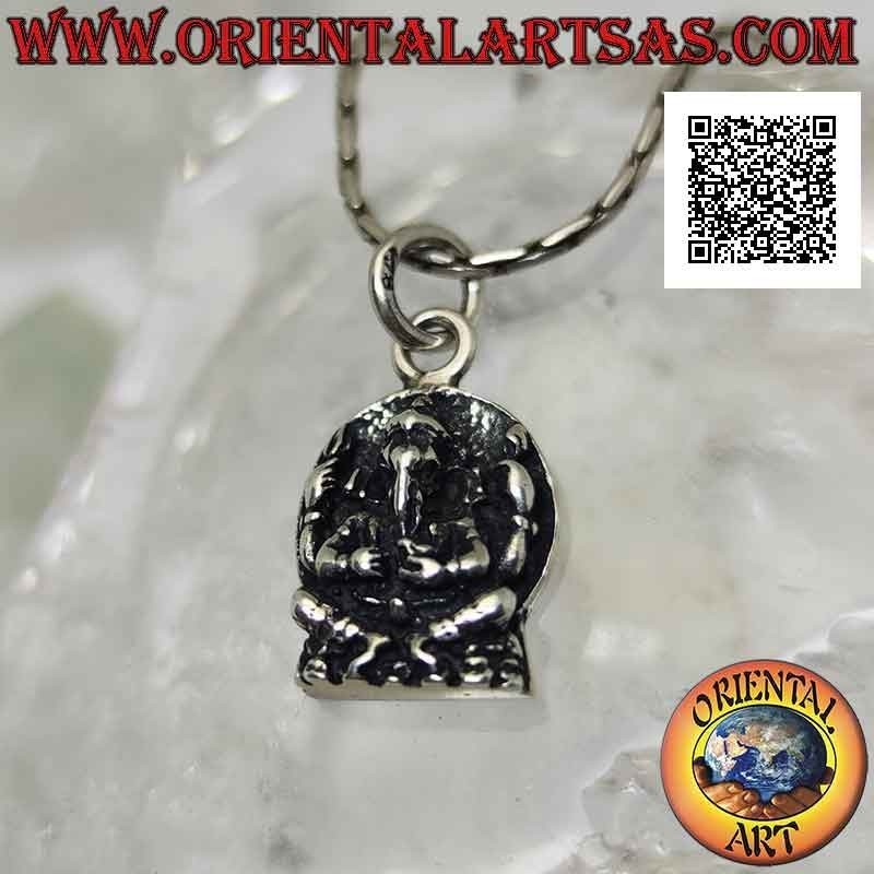 Pendentif en argent, statue de Ganesh ou Ganesh (dieu éléphant) sur fond rond