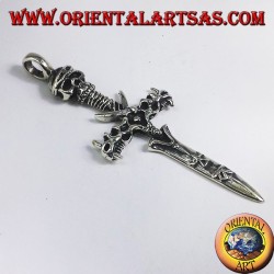 Silber Anhänger, Schwert mit Totenkopf