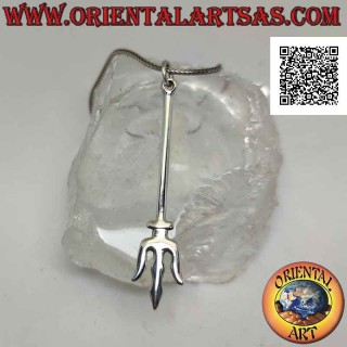 Silberanhänger, Trishula (südindischer Dreizack) Waffensymbol des hinduistischen Gottes Siva