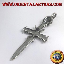 Silber Anhänger, Schwert mit Totenkopf