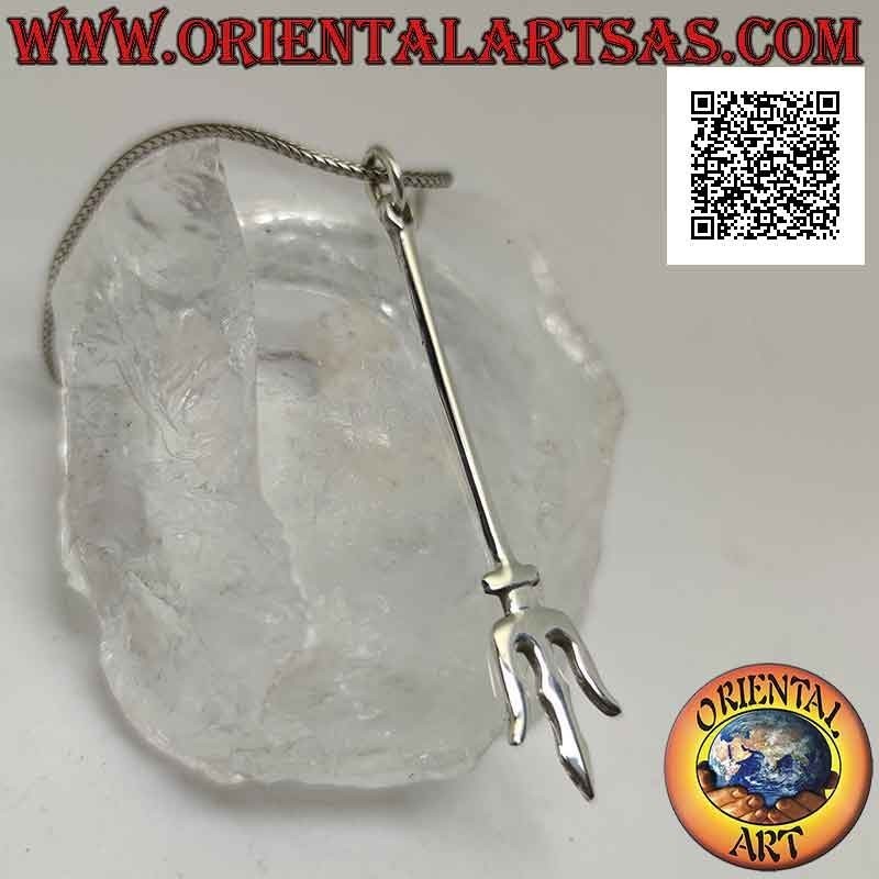Ciondolo in argento, trishula (tridente dell'India meridionale) simbolo-arma del dio indù Siva