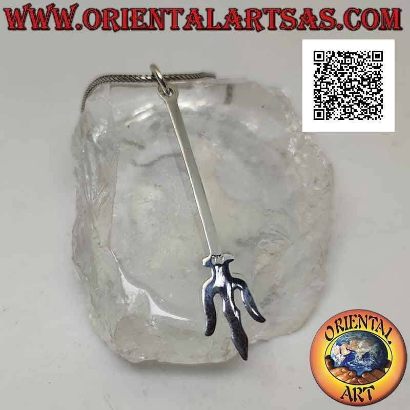 Colgante de plata, trishula (tridente del sur de la India) arma-símbolo del dios hindú Siva