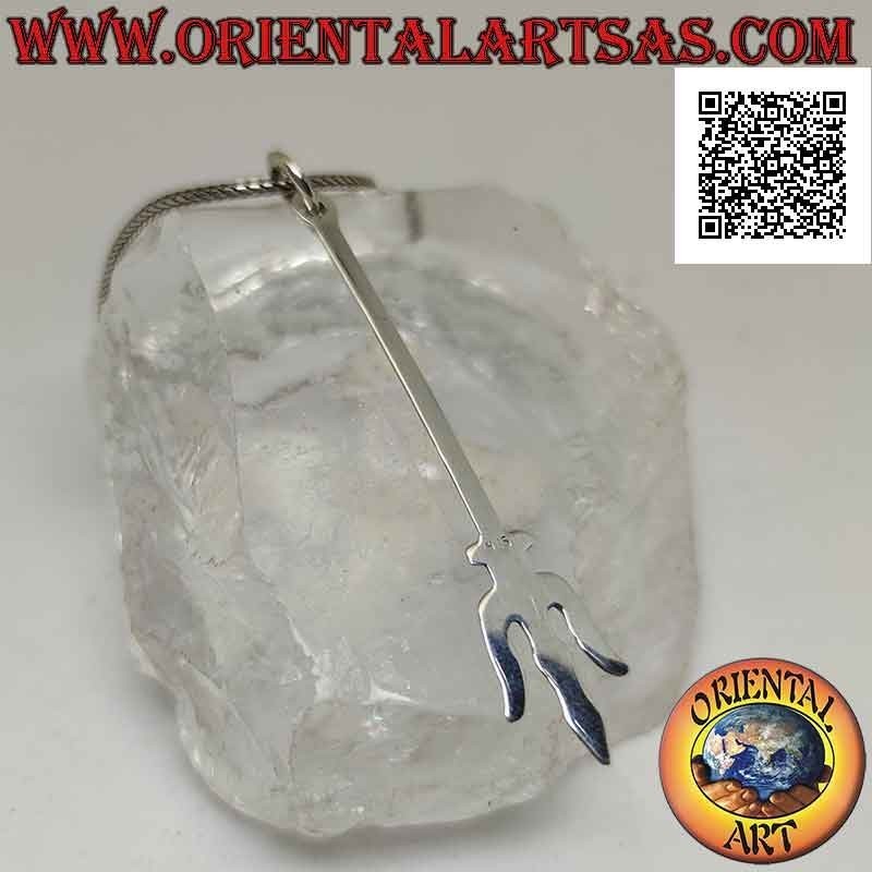Silver pendant, trishula (southern Indian trident) weapon-symbol of the Hindu god Siva