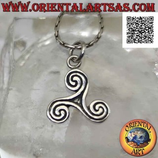 Pendentif en argent en forme de triskèle triskell triskel avec terminaisons en spirale