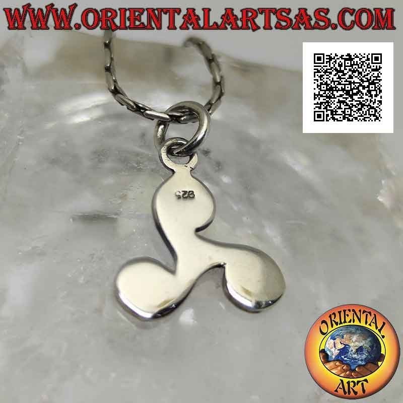 Silver pendant in the shape of a triskele triskell triskel with spiral terminations