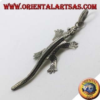 Colgante Gecko Cincelado Hecho a Mano Plata 925 - Oriental Art