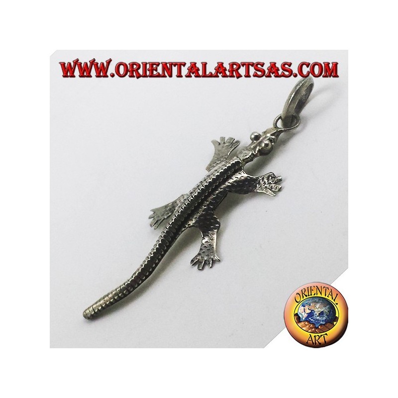Pendentif Gecko Ciselé Fait Main Argent 925 - Oriental Art