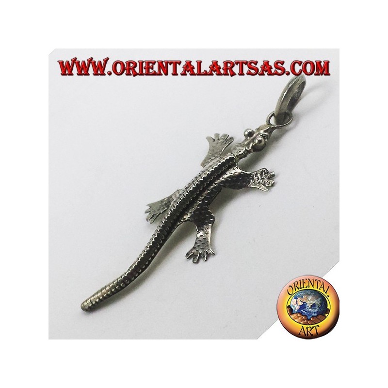 silver pendant, gecko
