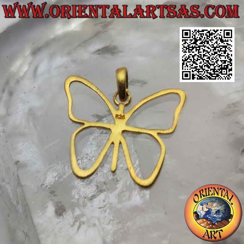 Colgante de plata, contorno de mariposa con alas bañadas en oro.