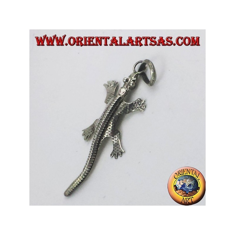 pendentif en argent, gecko