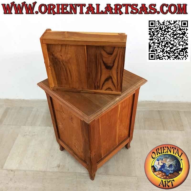 Simple bedside table with drawer and door in teak wood