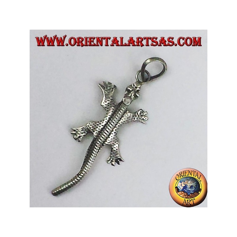 pendentif en argent, gecko