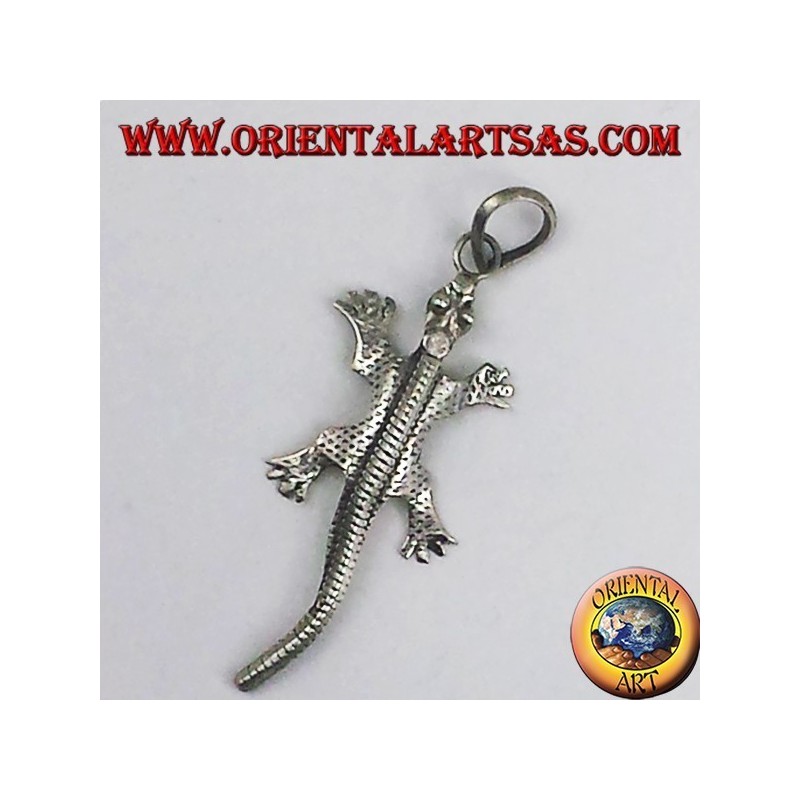 pendentif en argent, gecko