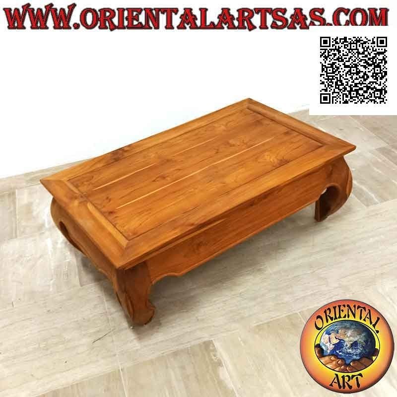 Mesa baja de apertura en estilo opio (opio) en madera de teca (100 * 60, h37)