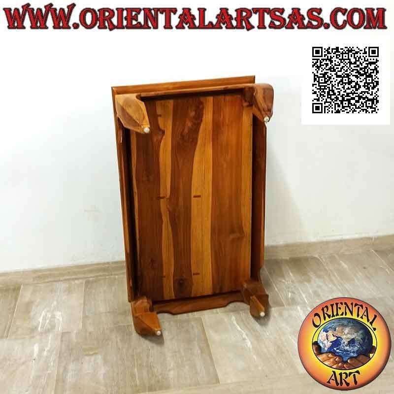 Mesa baja de apertura en estilo opio (opio) en madera de teca (100 * 60, h37)