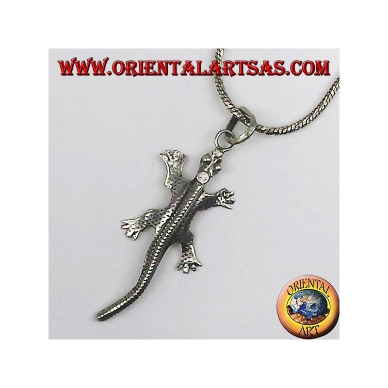 silver pendant, gecko