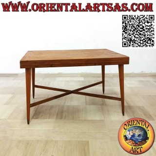 Antique rectangular table "70s" style in antique teak wood (120 * 80)