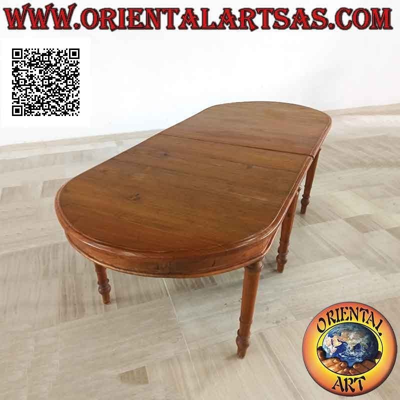 Einfacher ausziehbarer elliptischer Tisch im provenzalischen Stil aus Teakholz (100 * 230 + 50)