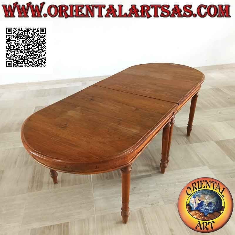 Simple provencal style extendable elliptical table in teak wood (100 * 230 + 50)