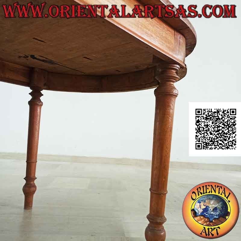 Mesa elíptica extensible simple estilo provenzal en madera de teca (100 * 230 + 50)