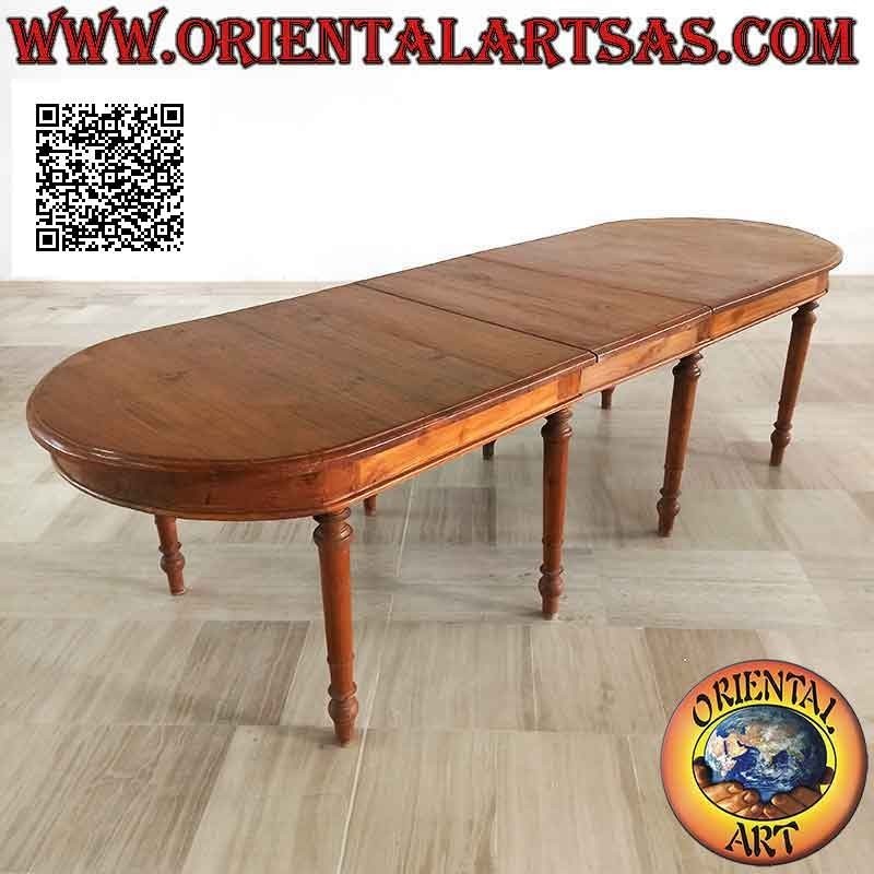 Mesa elíptica extensible simple estilo provenzal en madera de teca (100 * 230 + 50)