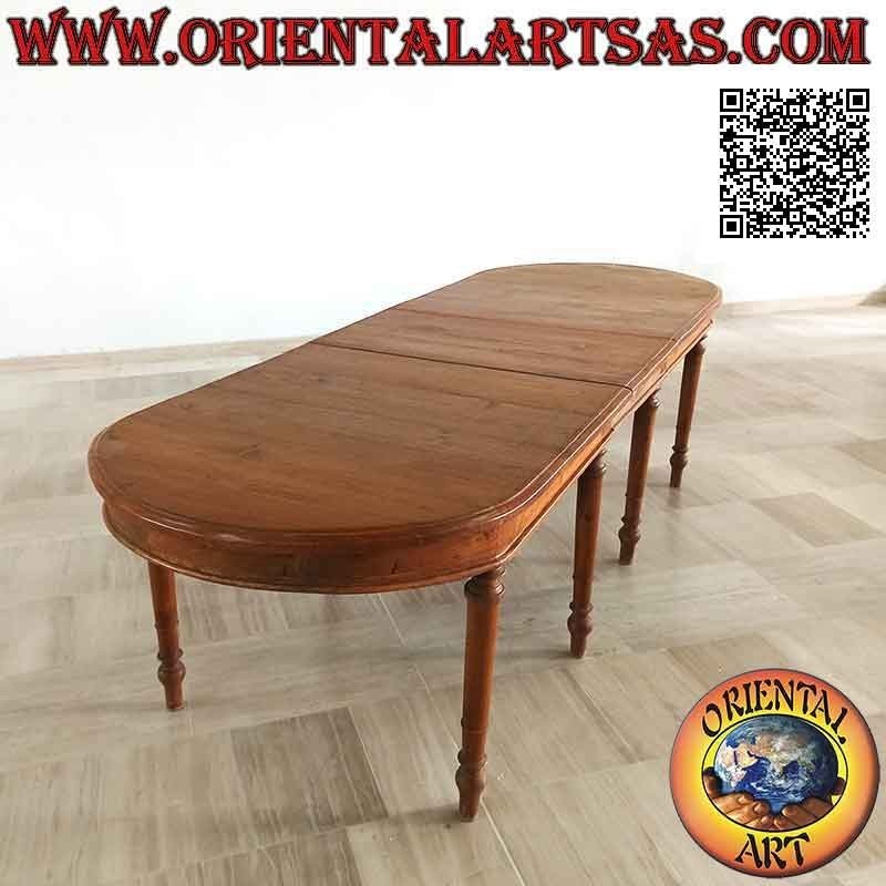 Simple provencal style extendable elliptical table in teak wood (100 * 230 + 50)