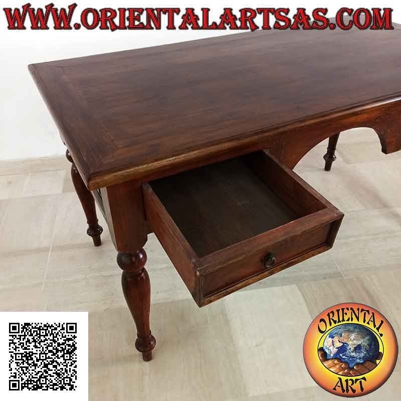 Escritorio clásico de 2 cajones de estilo "provenzal" en madera de teca (150x 80)