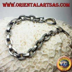silver bracelet, thick square chain