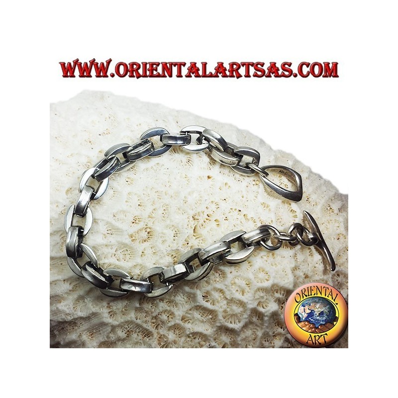bracciale in argento, catena spessa quadrata