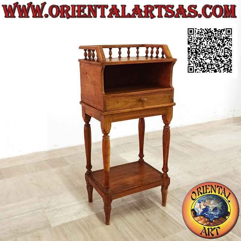 Mobile da ingresso con cassetto, scomparto e ripiano in stile provenzale in legno di teak