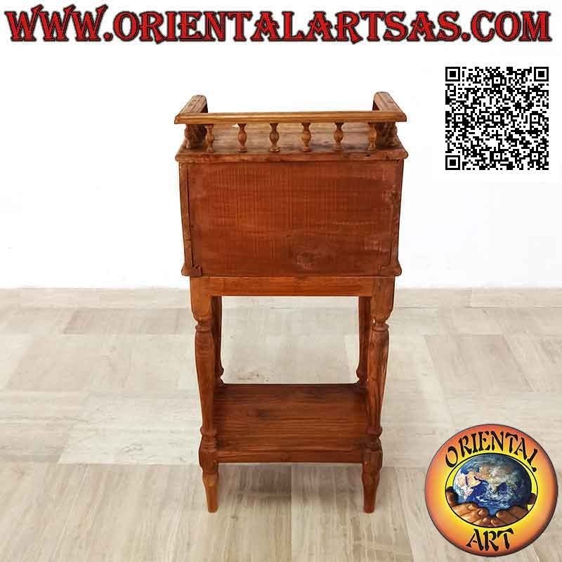 Entrance furniture with drawer, compartment and shelf in Provencal style in teak wood