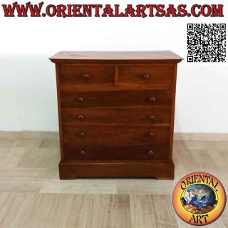 Comò rettangolare con quattro cassettoni e due cassetti in legno di teak (profondità 55) b