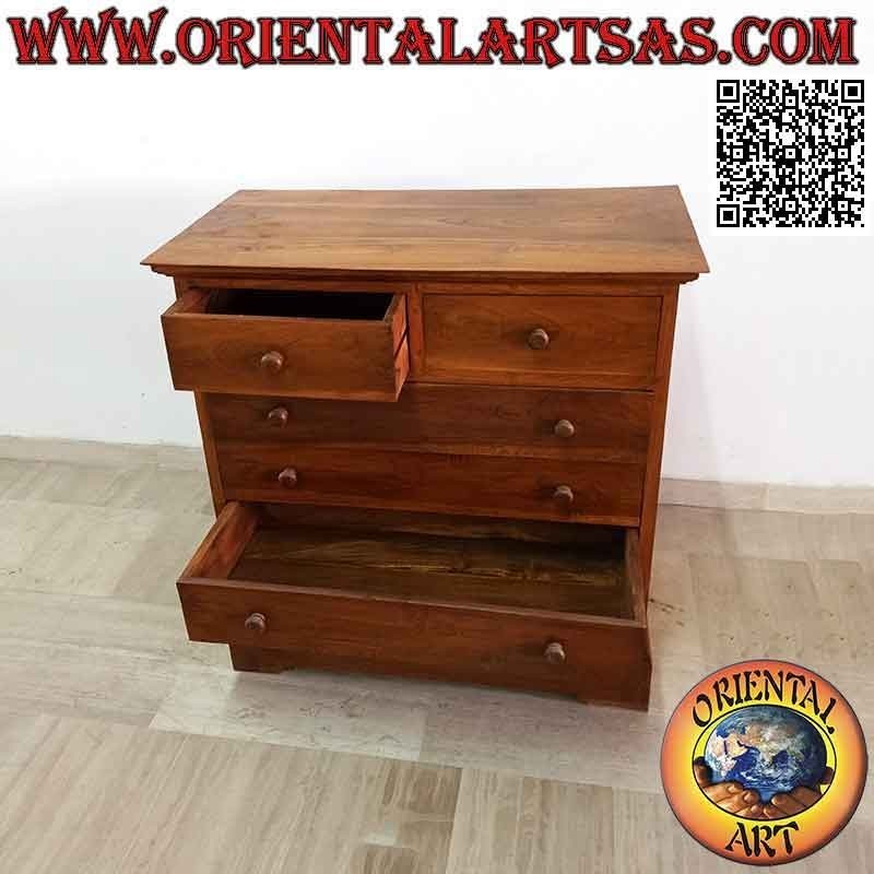 Rectangular chest of drawers with four drawers and two drawers in teak wood (depth 55) b