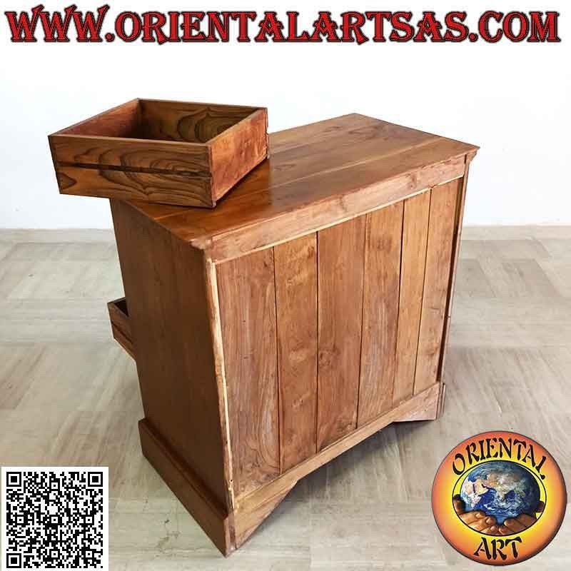 Rectangular chest of drawers with four drawers and two drawers in teak wood (depth 55) b