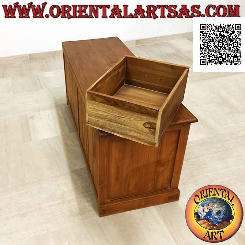 Einfaches Sideboard mit 2 Türen (Doppelboden) und 2 zentralen Schubladen aus Teakholz