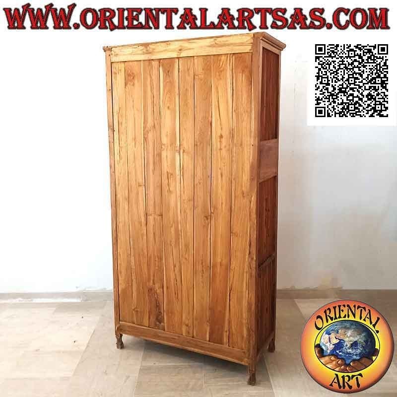 High sideboard with 4 column doors (2 above and 2 below) and 2 drawers in solid teak wood