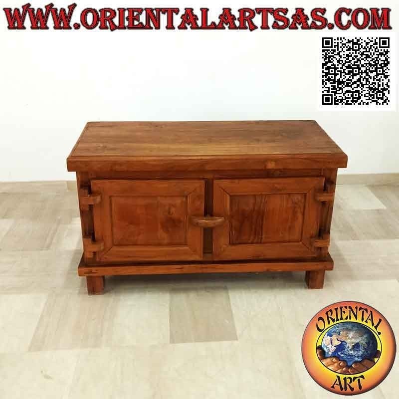 Buffet mit zwei Türen mit Tür und Schließung und Scharnieren aus Holz, aus Teakholz