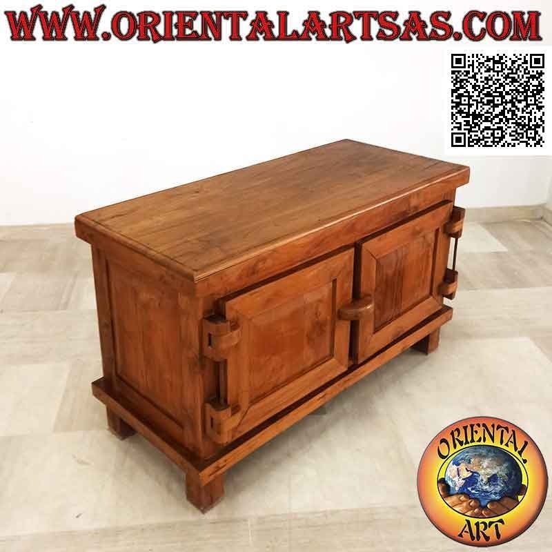 Buffet mit zwei Türen mit Tür und Schließung und Scharnieren aus Holz, aus Teakholz
