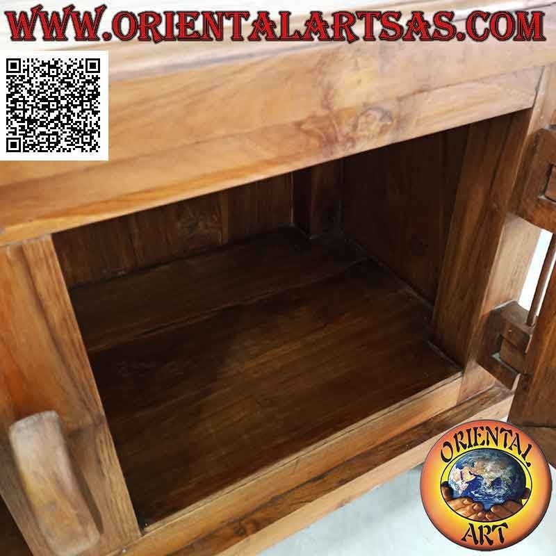Buffet mit zwei Türen mit Tür und Schließung und Scharnieren aus Holz, aus Teakholz