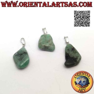 Colgante Esmeralda Natural Rodada | Gancho Hipoalergénico