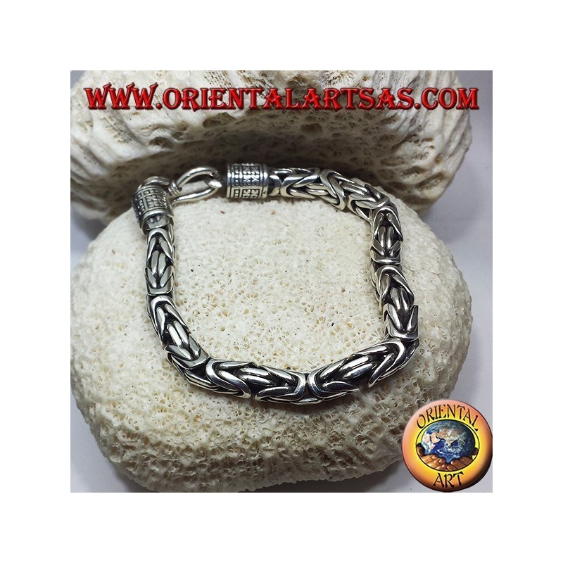 bracciale in argento, Borobudur sezione quadrata mm. 6,5*6,5