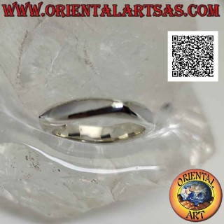 Anello in argento liscio a fascia quadrata con madreperla a navetta stretta sui quattro lati e interno tondo