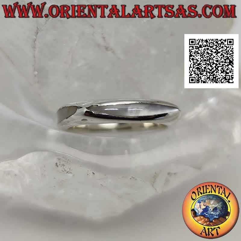 Bague en argent lisse avec bande carrée avec navette en nacre étroite sur les quatre côtés