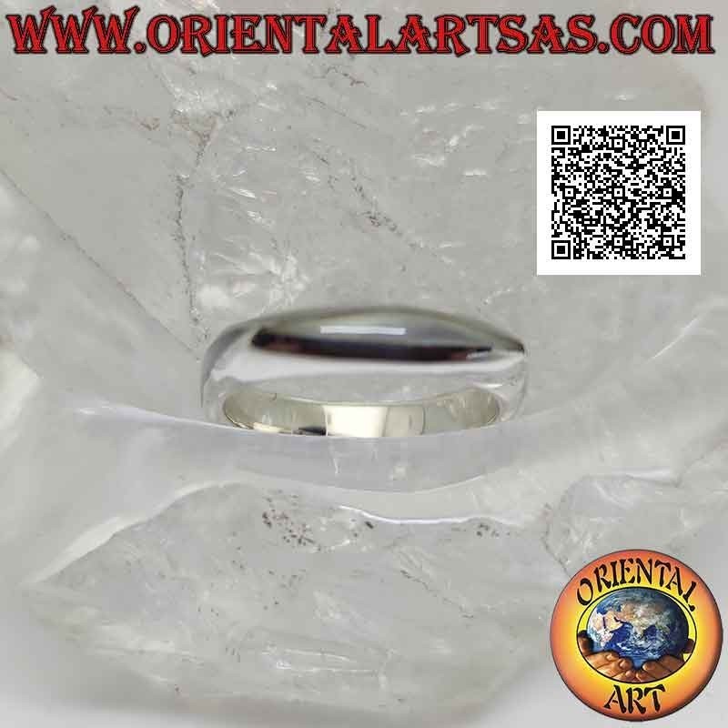 Anillo de plata lisa con banda cuadrada con lanzadera de nácar estrecho en los cuatro lados