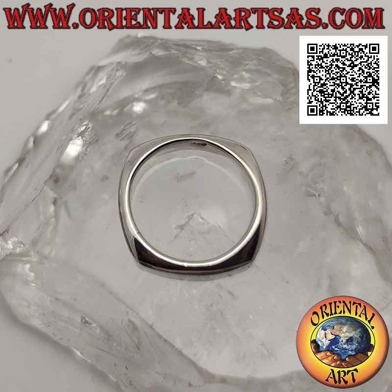 Anillo de plata lisa con banda cuadrada con lanzadera de nácar estrecho en los cuatro lados