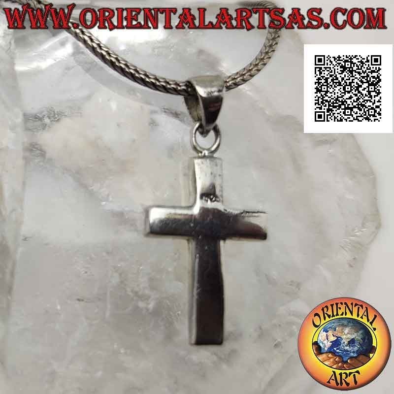 Pendentif en argent, croix latine en coquillage paua (ormeau) sur monture en argent
