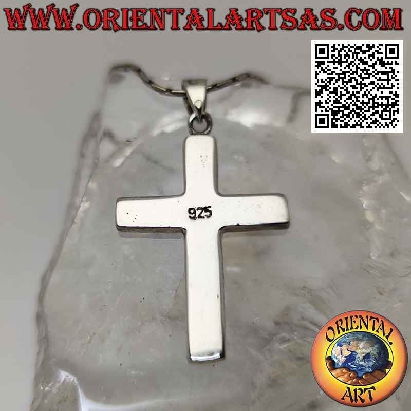 Pendentif en argent, croix latine en cornaline à bord lisse