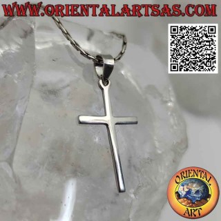 Silberanhänger, dünnes klassisches christliches lateinisches Kreuz (30 * 17)