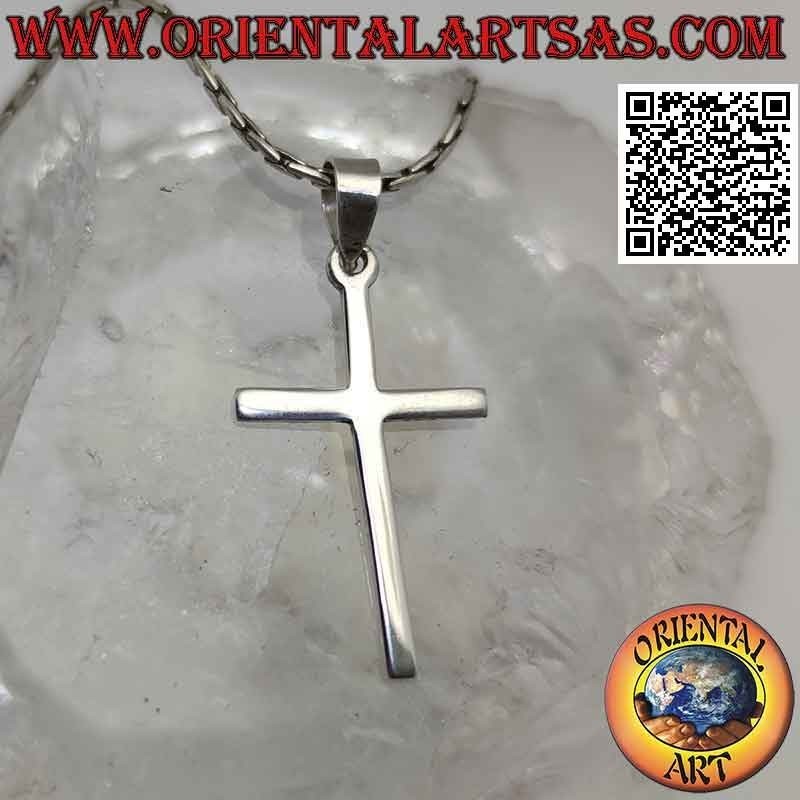 Ciondolo in argento, croce latina cristiana classica sottile (30*17)